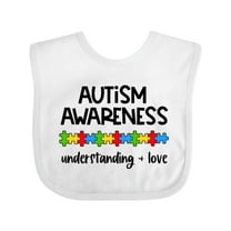 Inktastic Autism Awareness Understanding and Love with Puzzle Pieces Boys or Girls Baby Bib