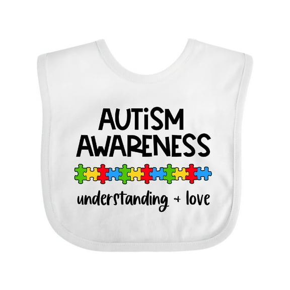 Inktastic Autism Awareness Understanding and Love with Puzzle Pieces Boys or Girls Baby Bib