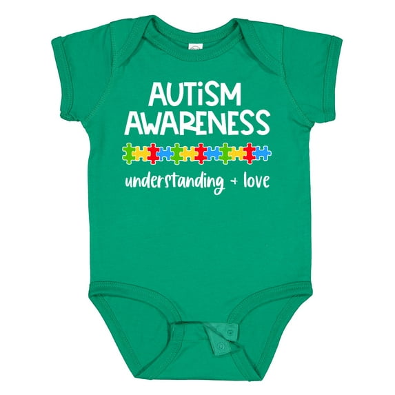 Inktastic Autism Awareness Understanding and Love with Puzzle Pieces Boys or Girls Baby Bodysuit