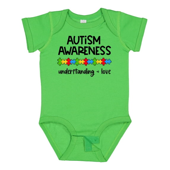 Inktastic Autism Awareness Understanding and Love with Puzzle Pieces Boys or Girls Baby Bodysuit