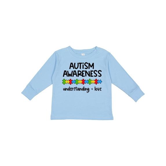 Inktastic Autism Awareness Understanding and Love with Puzzle Pieces Boys or Girls Long Sleeve Toddler T-Shirt