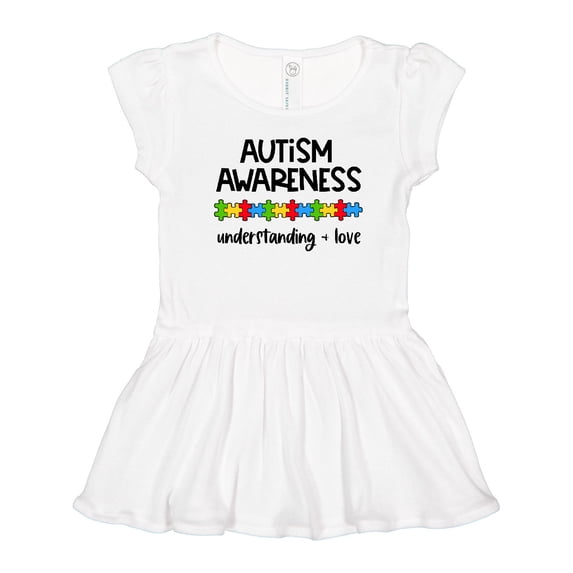 Inktastic Autism Awareness Understanding and Love with Puzzle Pieces Girls Toddler Dress