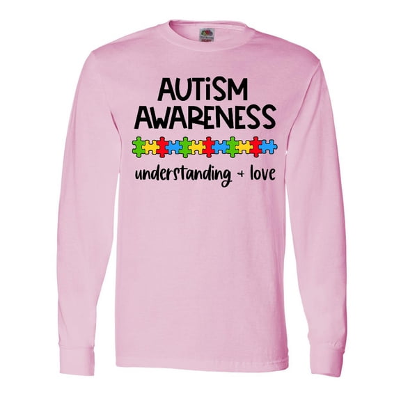Inktastic Autism Awareness Understanding and Love with Puzzle Pieces Long Sleeve T-Shirt