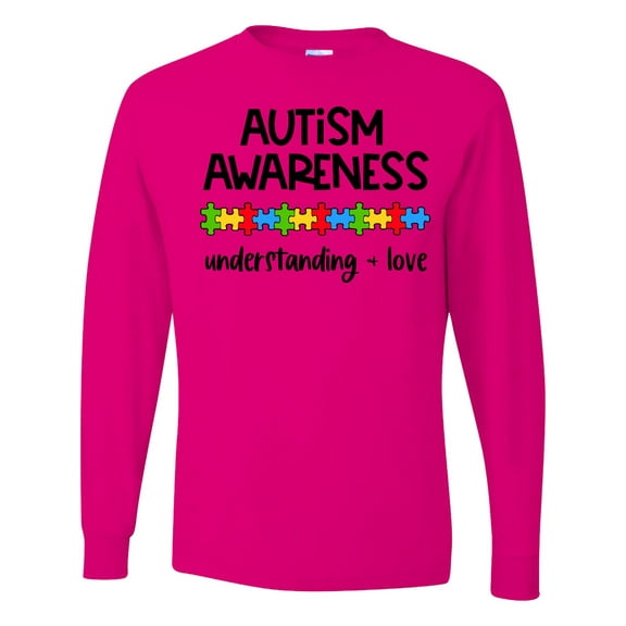 Inktastic Autism Awareness Understanding and Love with Puzzle Pieces Long Sleeve T-Shirt