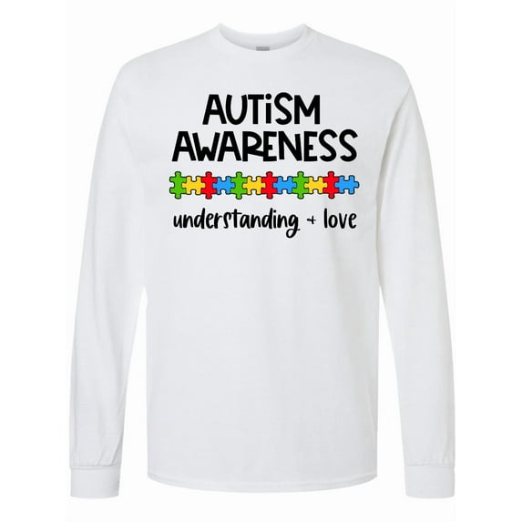 Inktastic Autism Awareness Understanding and Love with Puzzle Pieces Long Sleeve T-Shirt