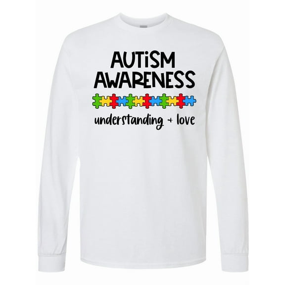Inktastic Autism Awareness Understanding and Love with Puzzle Pieces Long Sleeve T-Shirt