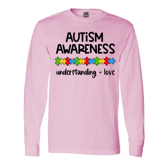 Inktastic Autism Awareness Understanding and Love with Puzzle Pieces Long Sleeve T-Shirt