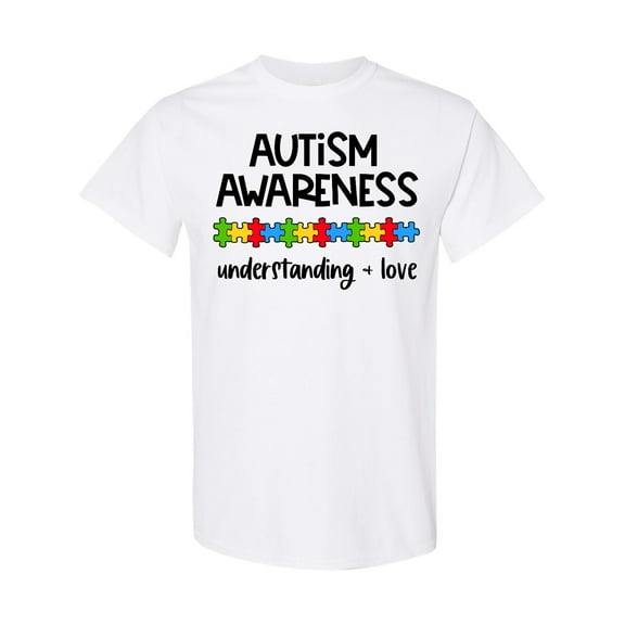 Inktastic Autism Awareness Understanding and Love with Puzzle Pieces T-Shirt