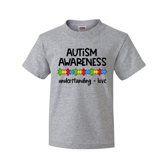 Inktastic Autism Awareness Understanding and Love with Puzzle Pieces Youth T-Shirt