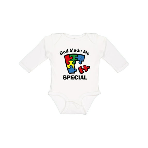 Inktastic Autism God Made Me Special Boys or Girls Long Sleeve Baby Bodysuit