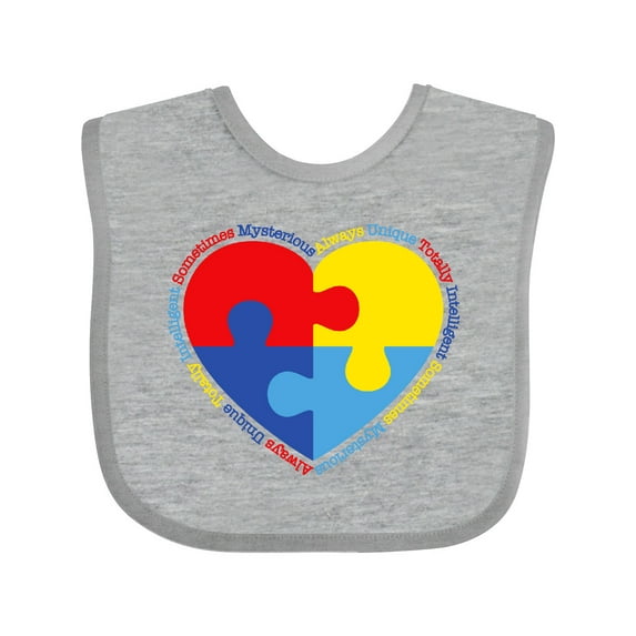 Inktastic Autism Puzzle Heart Boys or Girls Baby Bib
