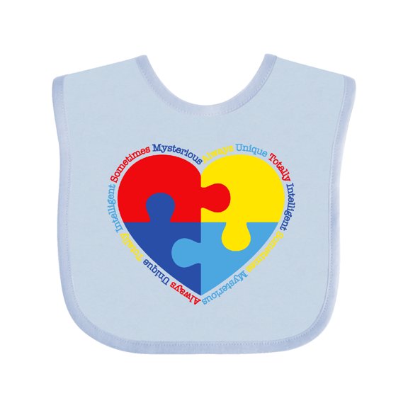 Inktastic Autism Puzzle Heart Boys or Girls Baby Bib