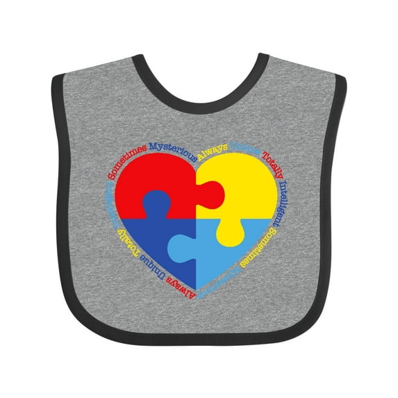 Inktastic Autism Puzzle Heart Boys or Girls Baby Bib