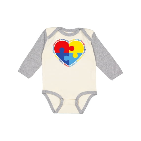 Inktastic Autism Puzzle Heart Boys or Girls Long Sleeve Baby Bodysuit