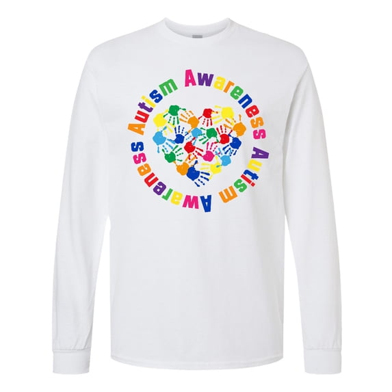 Inktastic Autism Spectrum Awareness Handprint Heart Long Sleeve T-Shirt