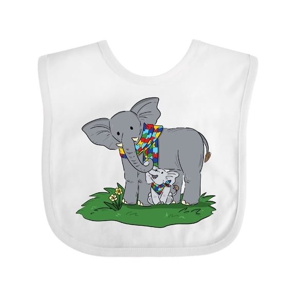 Inktastic Autism Support Elephants Boys or Girls Baby Bib
