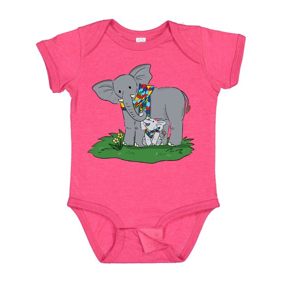 Inktastic Autism Support Elephants Boys or Girls Baby Bodysuit