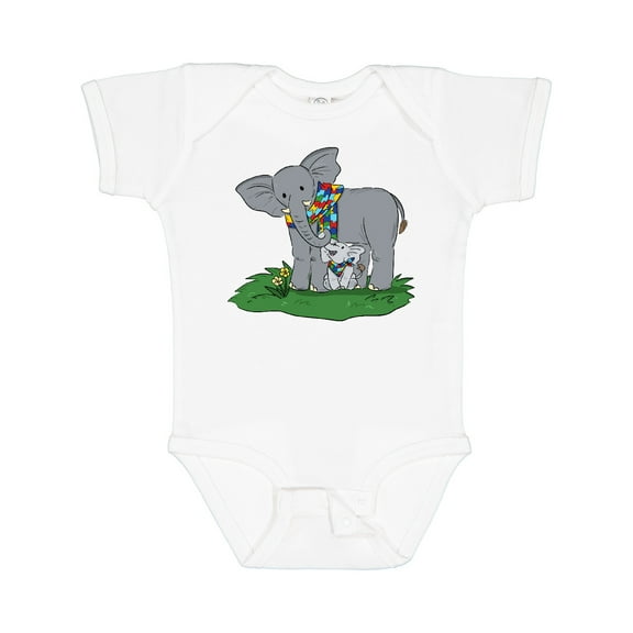 Inktastic Autism Support Elephants Boys or Girls Baby Bodysuit