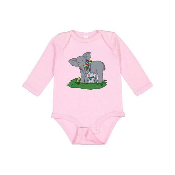 Inktastic Autism Support Elephants Boys or Girls Long Sleeve Baby Bodysuit