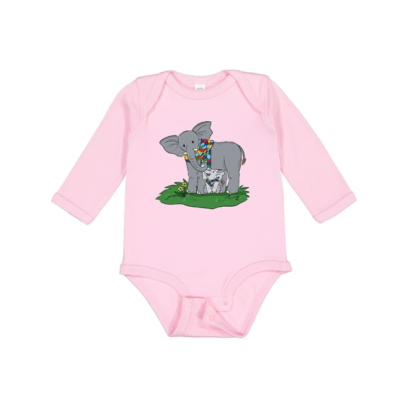 Inktastic Autism Support Elephants Boys or Girls Long Sleeve Baby Bodysuit