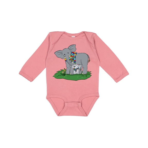 Inktastic Autism Support Elephants Boys or Girls Long Sleeve Baby Bodysuit