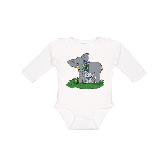 Inktastic Autism Support Elephants Boys or Girls Long Sleeve Baby Bodysuit