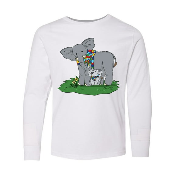 Inktastic Autism Support Elephants Long Sleeve Youth T-Shirt