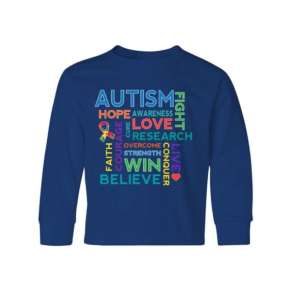 Inktastic Autism Support slogan Long Sleeve Youth T-Shirt