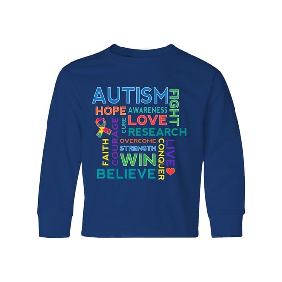 Inktastic Autism Support slogan Long Sleeve Youth T-Shirt