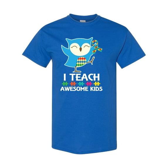 Inktastic Autism Teacher Owl I Teach Awesome Kids T-Shirt