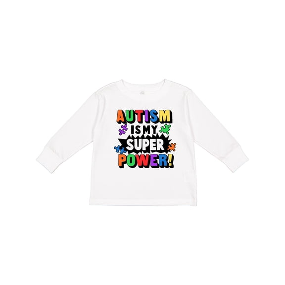 Inktastic Autism is My Super Power with Puzzle Pieces Boys or Girls Long Sleeve Toddler T-Shirt