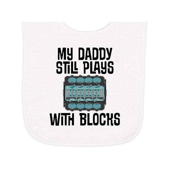 Inktastic Auto Mechanic Daddy Still Plays with Blocks Baby Terry Cloth Bib