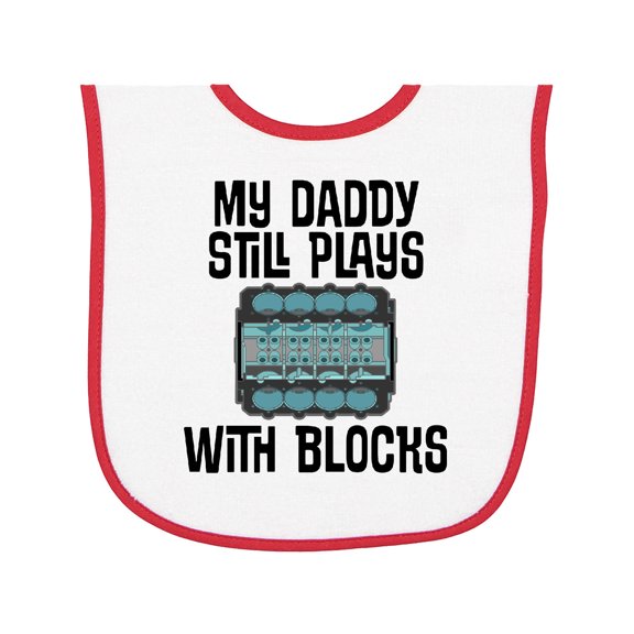 Inktastic Auto Mechanic Daddy Still Plays with Blocks Baby Terry Cloth Bib