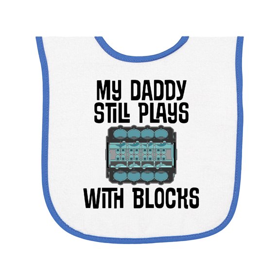 Inktastic Auto Mechanic Daddy Still Plays with Blocks Baby Terry Cloth Bib
