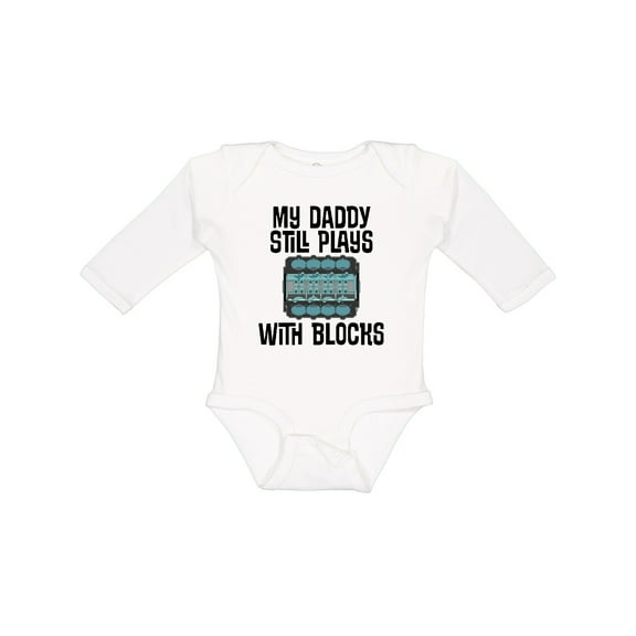 Inktastic Auto Mechanic Daddy Still Plays with Blocks Boys or Girls Long Sleeve Baby Bodysuit