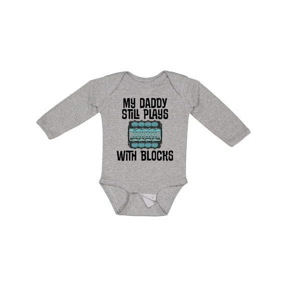 Inktastic Auto Mechanic Daddy Still Plays with Blocks Boys or Girls Long Sleeve Baby Bodysuit