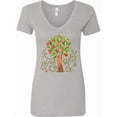 thumbnail image 1 of Inktastic Autumn Apple Tree Women's V-Neck T-Shirt, 1 of 5