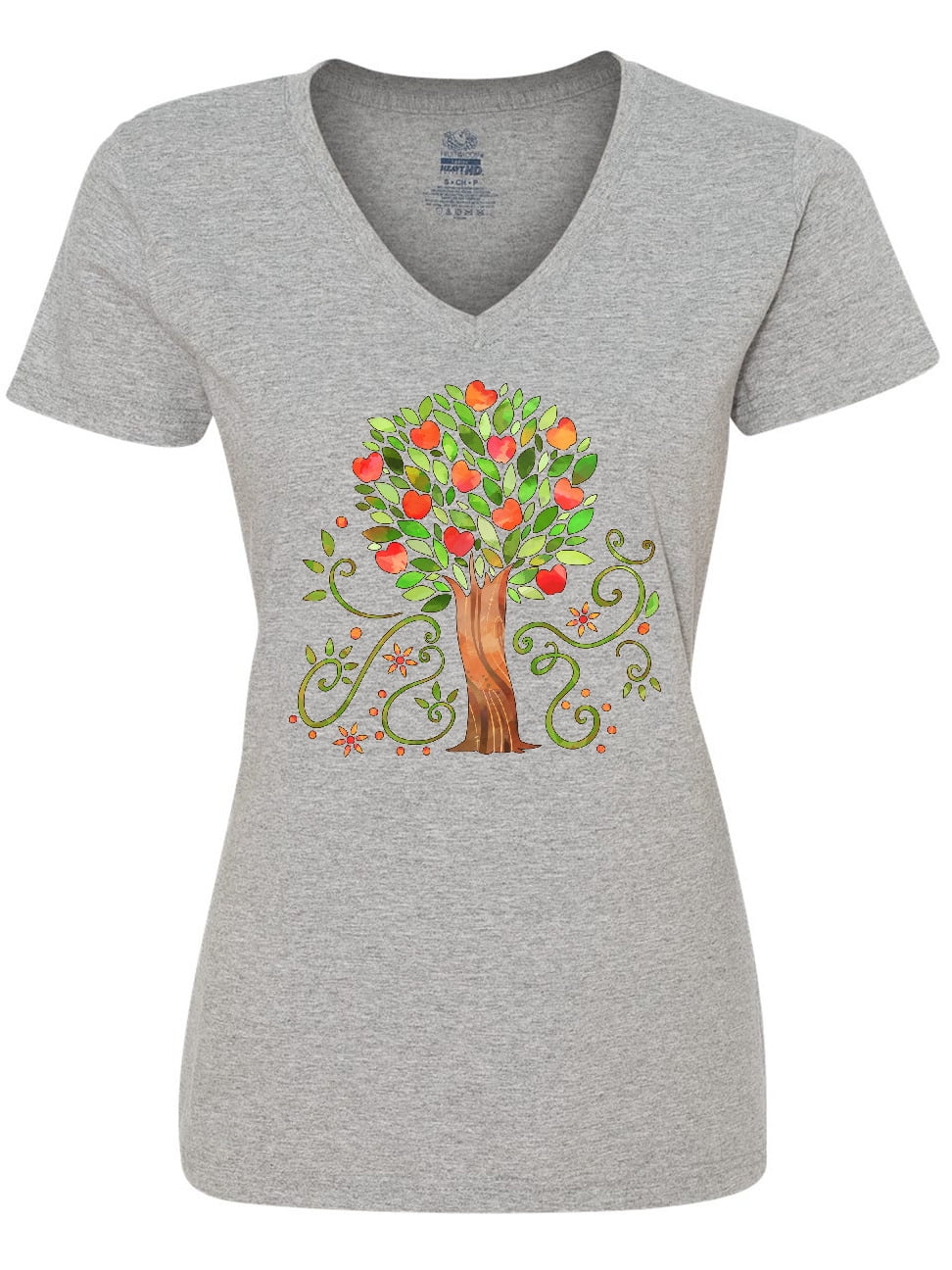 Inktastic Autumn Apple Tree Women's V-Neck T-Shirt