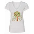 thumbnail image 1 of Inktastic Autumn Apple Tree Women's V-Neck T-Shirt, 1 of 5