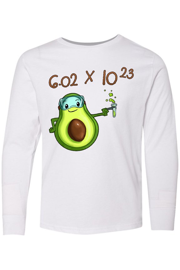Avogadro's Number with Avocado Chemist Long Sleeve Youth T-Shirt