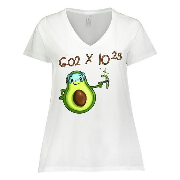 Inktastic Avogadro's Number with Avocado Chemist Women's Plus Size V-Neck T-Shirt