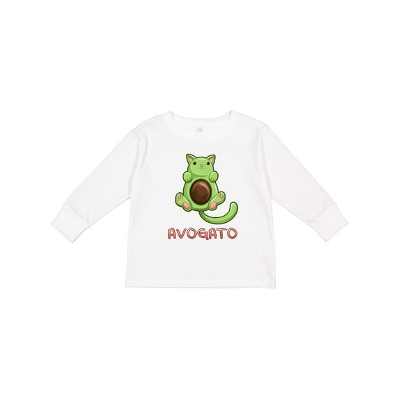 Inktastic Avogato- cute green cat avocado Boys or Girls Long Sleeve Toddler T-Shirt