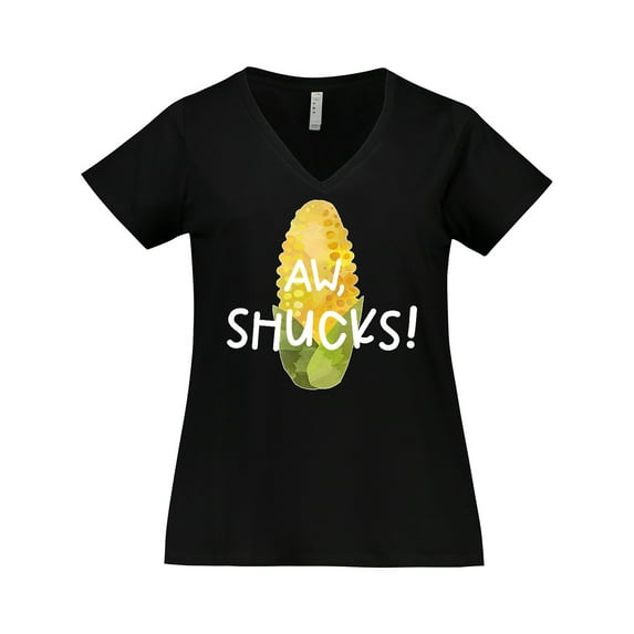 Inktastic Aw, Shucks Corn on the Cob Humor Women's Plus Size V-Neck T-Shirt