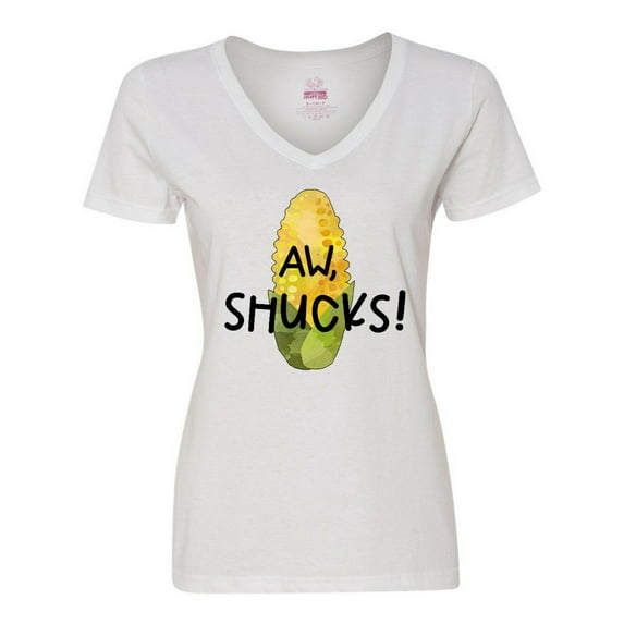 Inktastic Aw, Shucks Corn on the Cob Humor Women's V-Neck T-Shirt