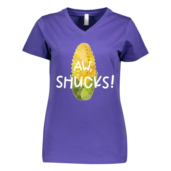 Inktastic Aw, Shucks Corn on the Cob Humor Women's V-Neck T-Shirt