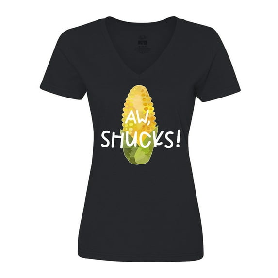 Inktastic Aw, Shucks Corn on the Cob Humor Women's V-Neck T-Shirt