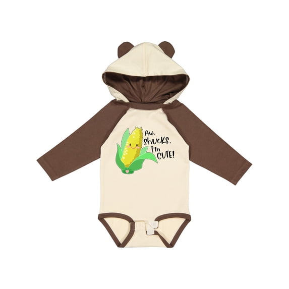 Inktastic Aw, Shucks, I'm Cute Corn Humor Boys or Girls Long Sleeve Baby Bodysuit