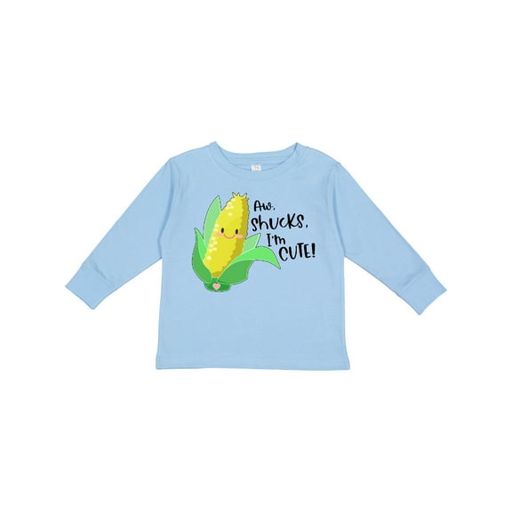Inktastic Aw, Shucks, I'm Cute Corn Humor Boys or Girls Long Sleeve Toddler T-Shirt