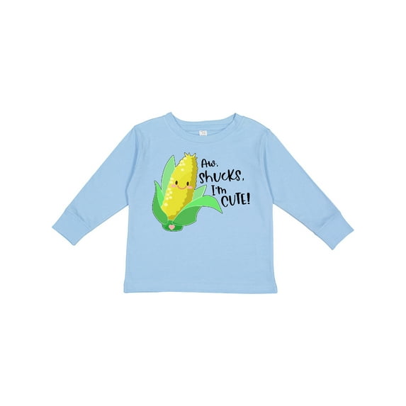 Inktastic Aw, Shucks, I'm Cute Corn Humor Boys or Girls Long Sleeve Toddler T-Shirt
