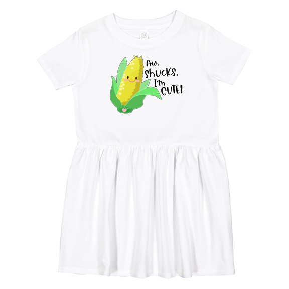 Inktastic Aw, Shucks, I'm Cute Corn Humor Girls Toddler Dress